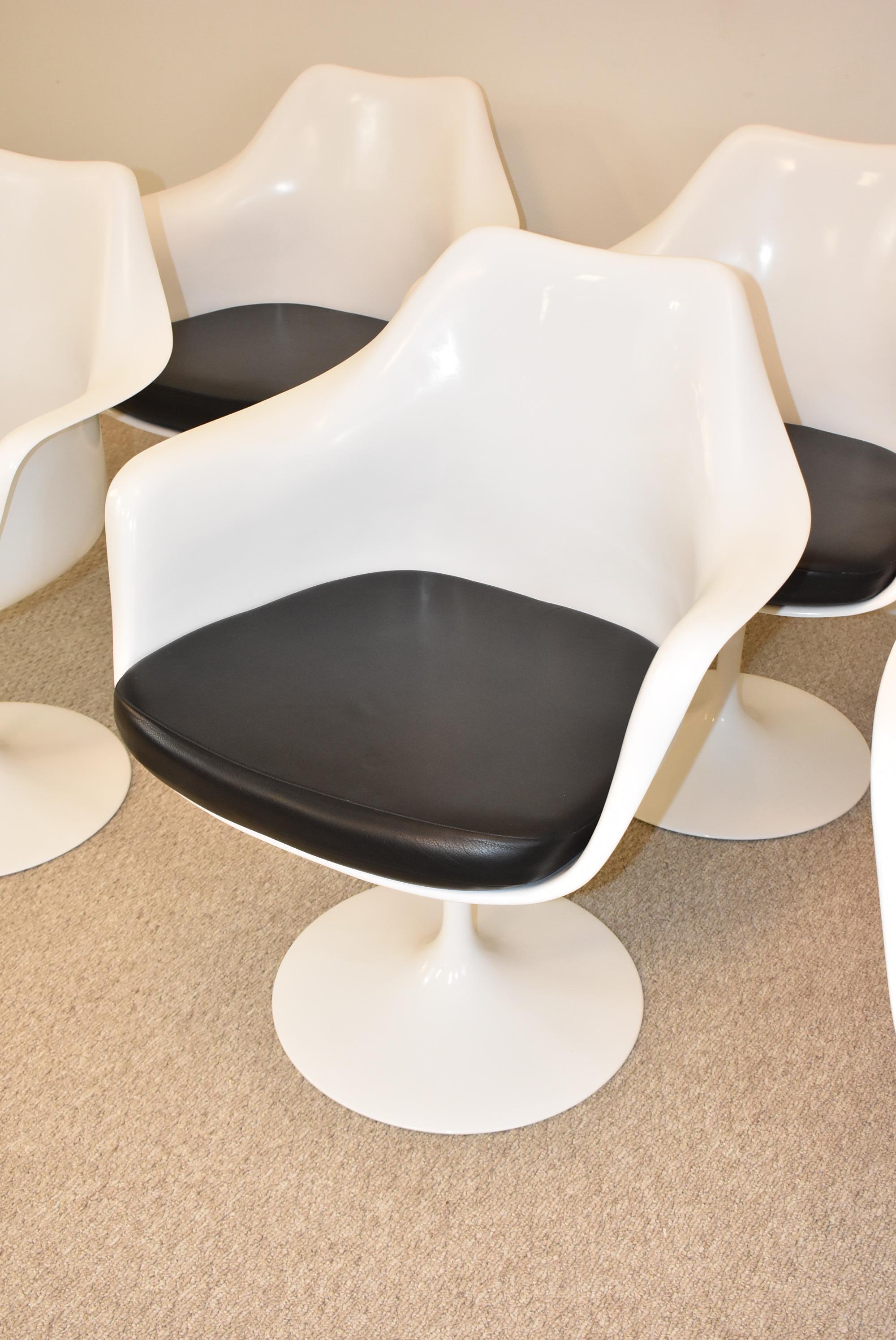 North American Six Saarinen Swivel Tulip Design Base for Knoll Leather Seats For Sale