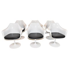 Six Saarinen Swivel Tulip Design Base for Knoll Leather Seats