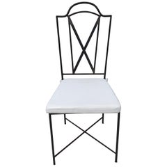 Seis sillas Salterini con respaldo alto de hierro forjado a mano y patinado en bronce