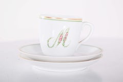 Six Saucers and Three Coffee Cups Vista Alegre Porcelaine