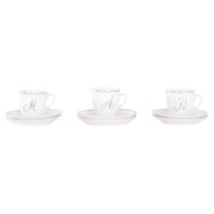 Vintage Six Saucers and Three Coffee Cups Vista Alegre Porcelaine