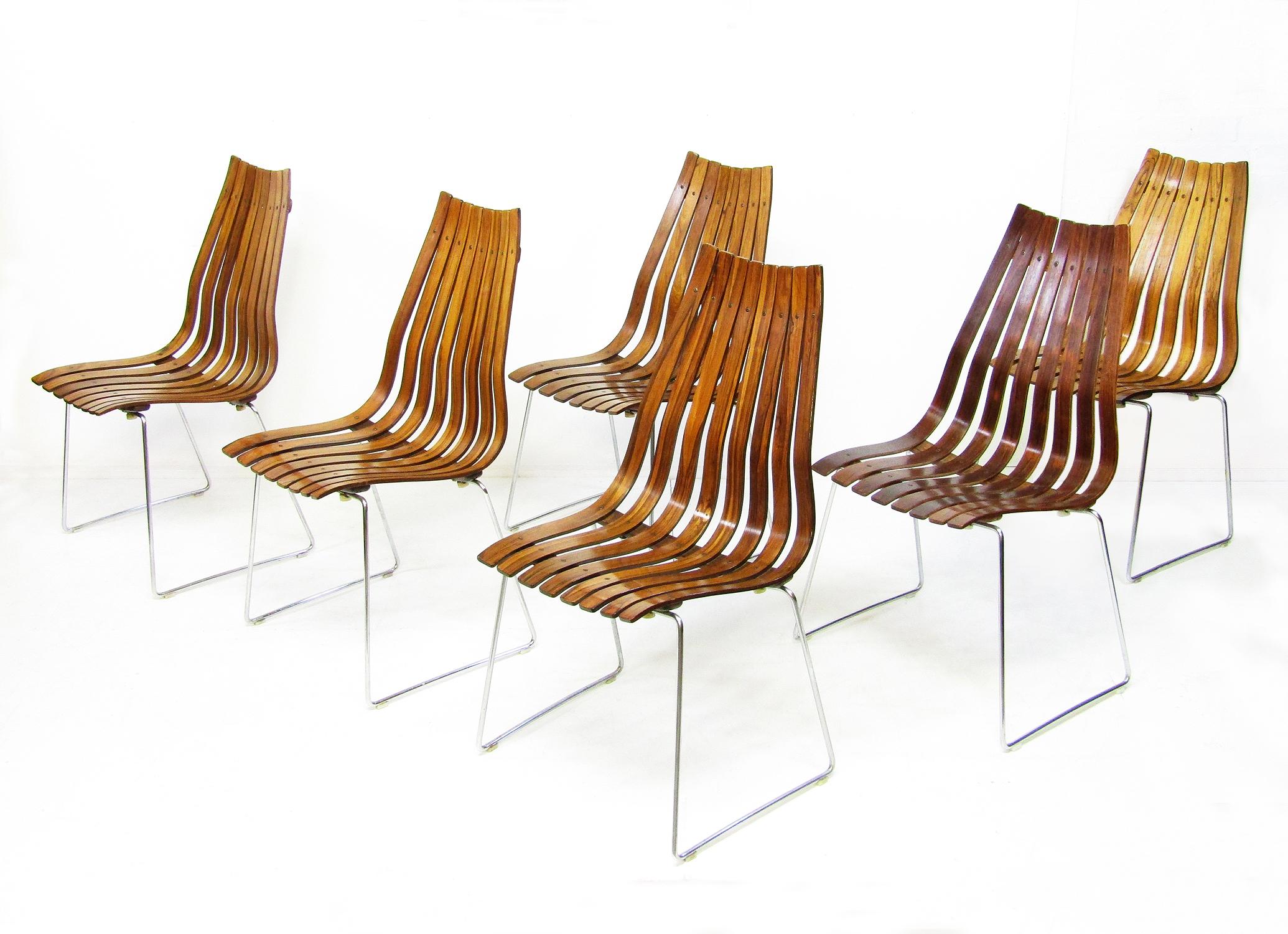 Set of Six Norwegian Scandia Dining Chairs in Rio Rosewood by Hans Brattrud In Good Condition In Shepperton, Surrey