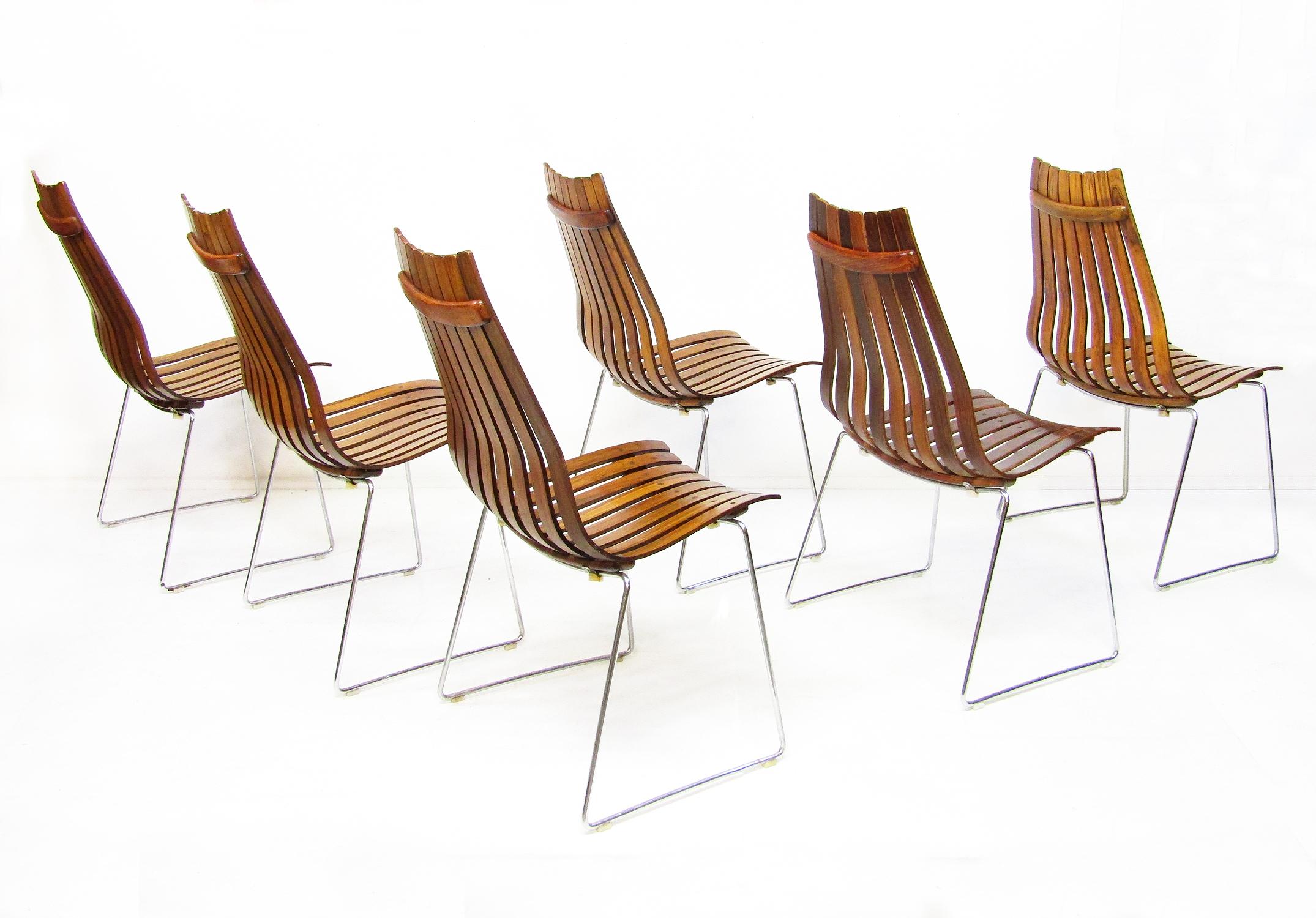 20th Century Set of Six Norwegian Scandia Dining Chairs in Rio Rosewood by Hans Brattrud
