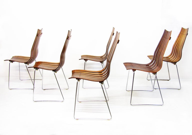 20th Century Six Scandia Dining Chairs in Rio Rosewood by Hans Brattrud For Sale