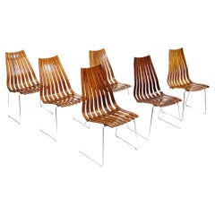 Ensemble de six chaises de salle à manger scandinaves Scandia en bois de rose de Rio par Hans Brattrud