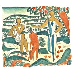 "Six Scenes in Arcadia", Art Deco Paintings w/ Female Figures, Radio City Artist