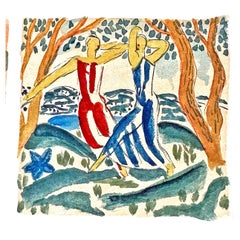 "Six Scenes in Arcadia", Art Deco Paintings w/ Female Figures, Radio City Artist