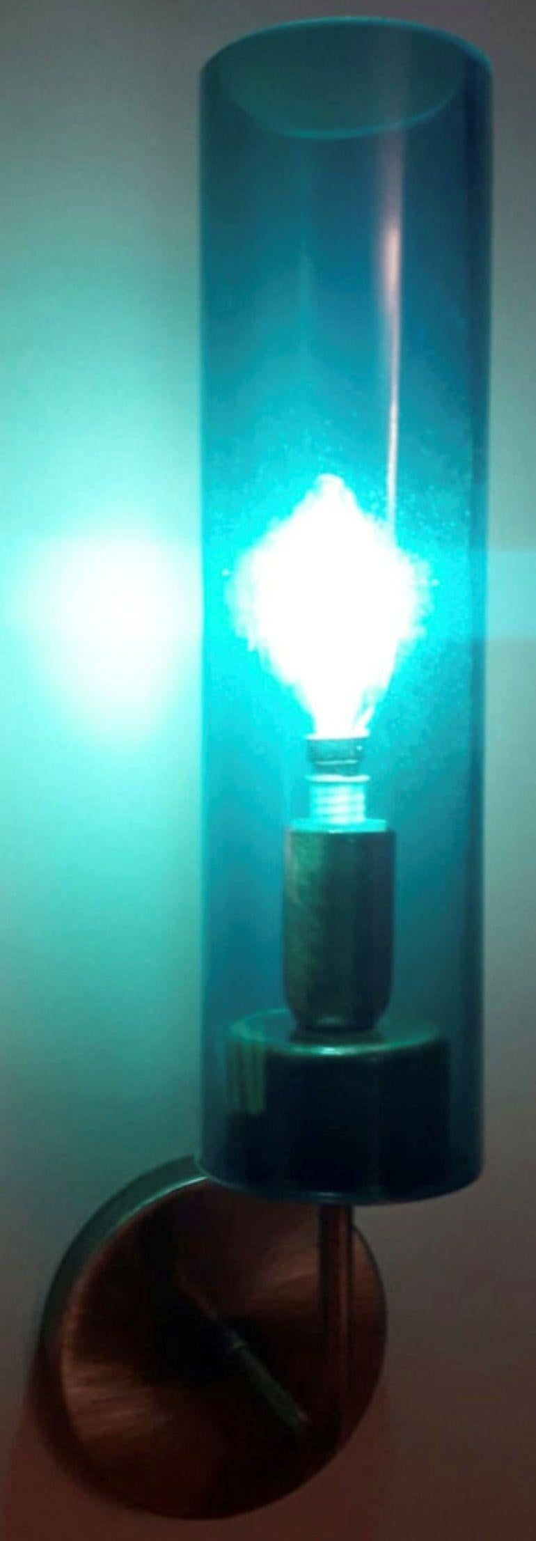 Italiano Sei lampade con tubi in vetro di Murano blu nello stile di Agnes Jakobsson. Italia, anni '70 in vendita