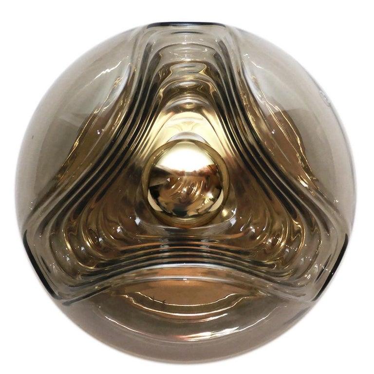 One of... beautiful blown glass flush mounts.
Germany, 1960s-1970s

Lamp sockets: 1x E27 (US E26)