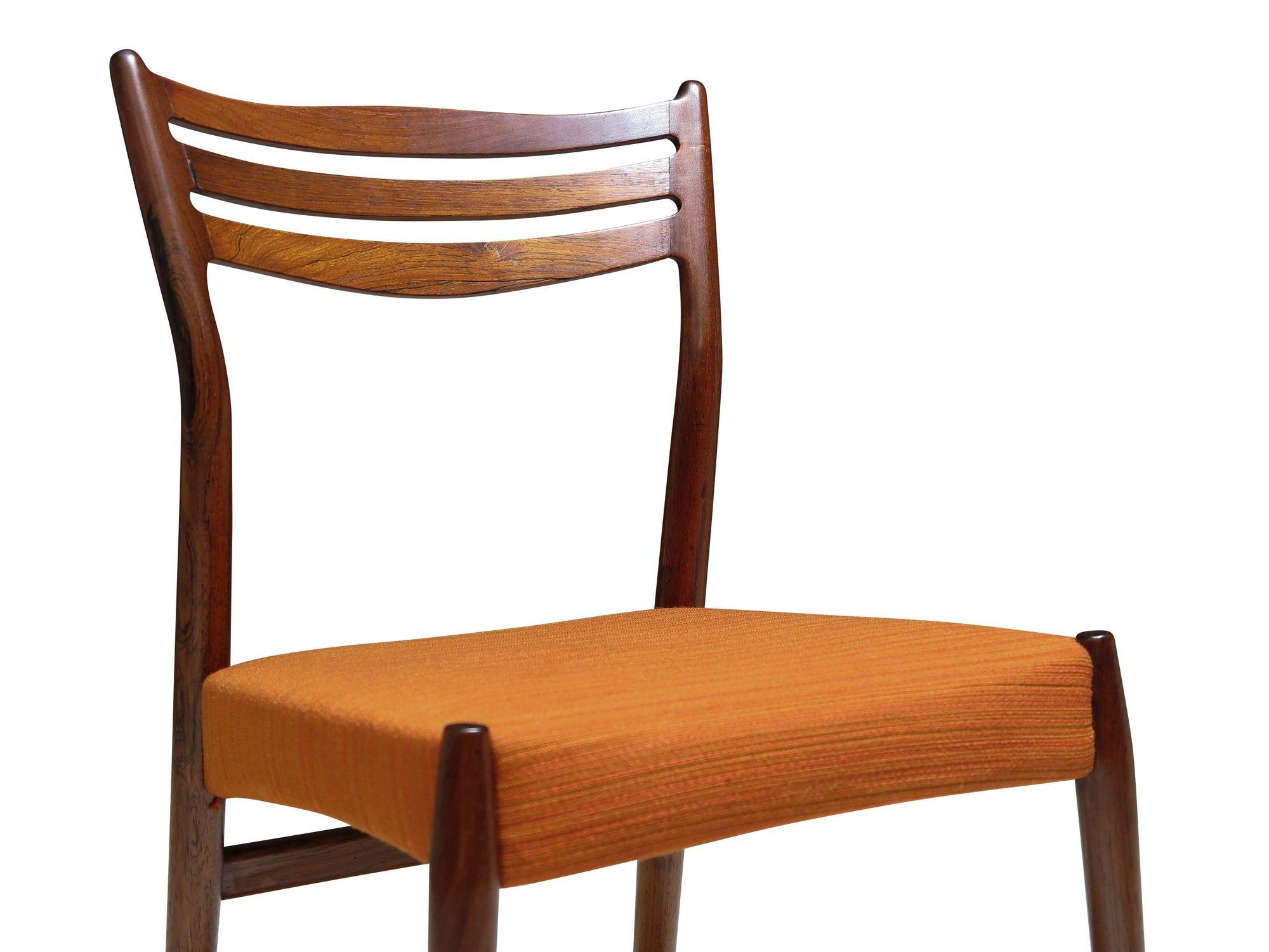 Danois Six chaises de salle à manger sculpturales en palissandre Arne Vodder, Danemark, 1955 en vente