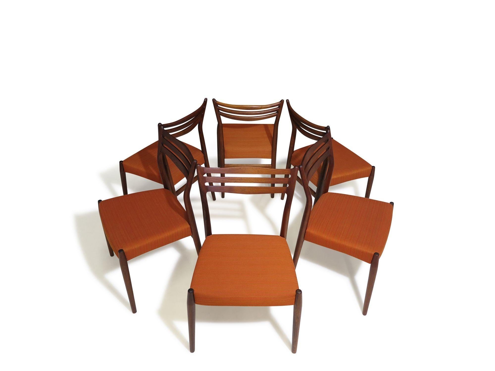 Six chaises de salle à manger sculpturales en palissandre Arne Vodder, Danemark, 1955 en vente 1
