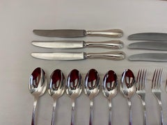 Service de couverts à six places en argent 800, 18 pièces, style anglais