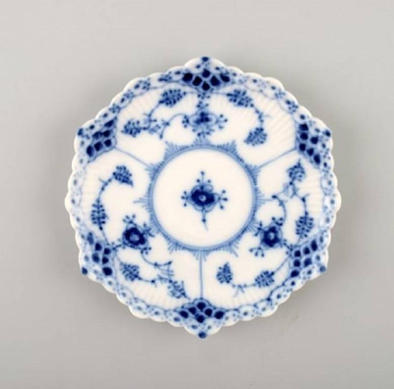 Danish Six Sets Royal Copenhagen Blue Fluted Full Lace Mocha Cup and Saucer
