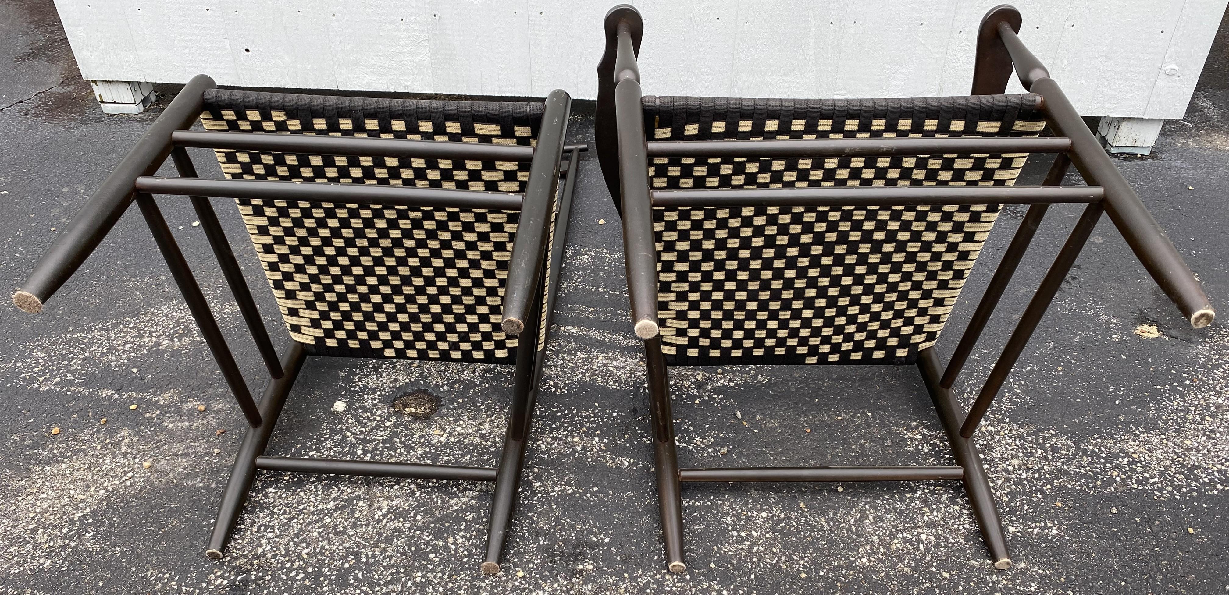 Sechs Shaker Style Ebonized Slat Back Esszimmerstühle mit Shawl Rail & Woven Sitze im Angebot 6