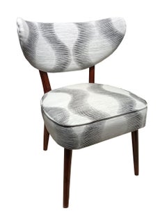 Six Shell Dining Chairs Black and White Fabricut Fabric, Vintola, Europe, Poland
