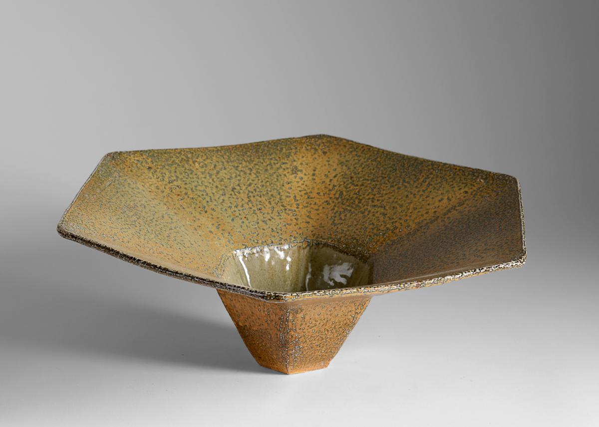 Glazed Six-sided Ceramic Vase by Aage Birck, Denmark, 2011 For Sale
