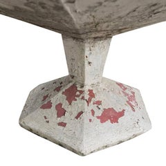 Six Sided Concrete Planter with Residual White Paint
