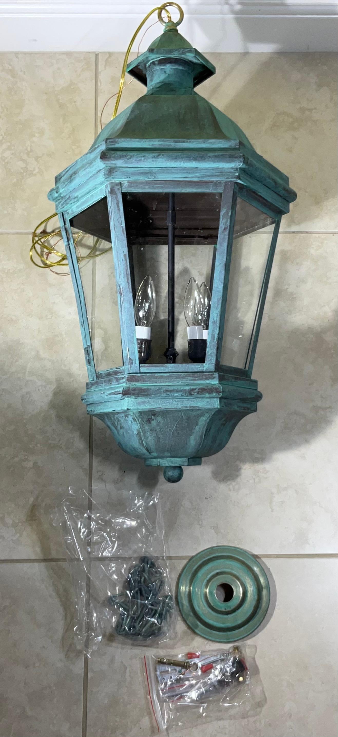 Six Sides Handcrafted Quality Solid Brass Hanging Lanter For Sale 7