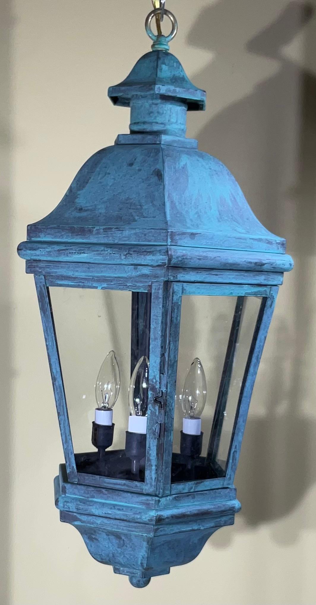 Contemporary Six Sides Handcrafted Quality Solid Brass Hanging Lanter For Sale