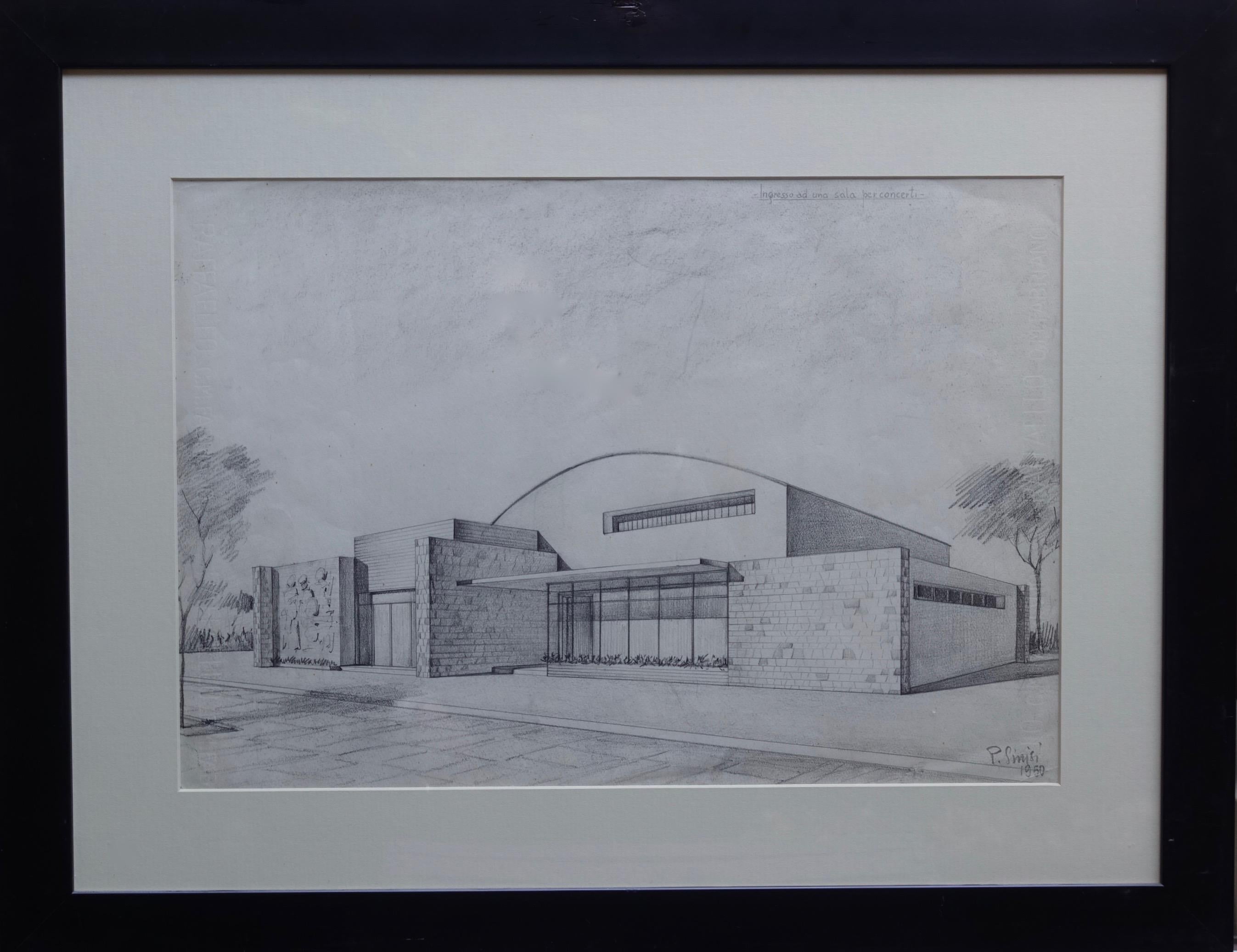 Italian Six Signed and Dated Architectural Drawings, Italy, '40-'50 For Sale