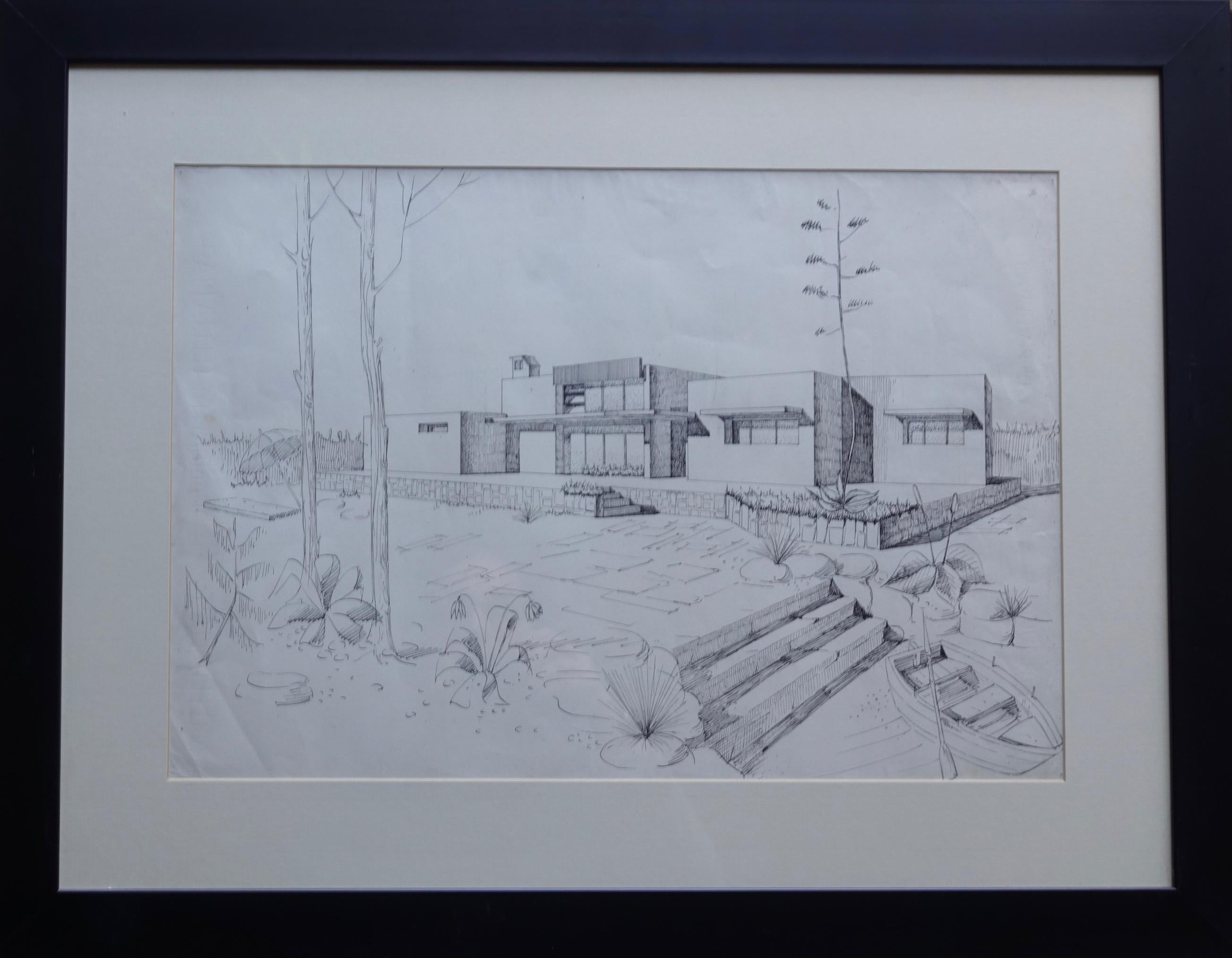 Six Signed and Dated Architectural Drawings, Italy, '40-'50 In Good Condition For Sale In Bruxelles, BE