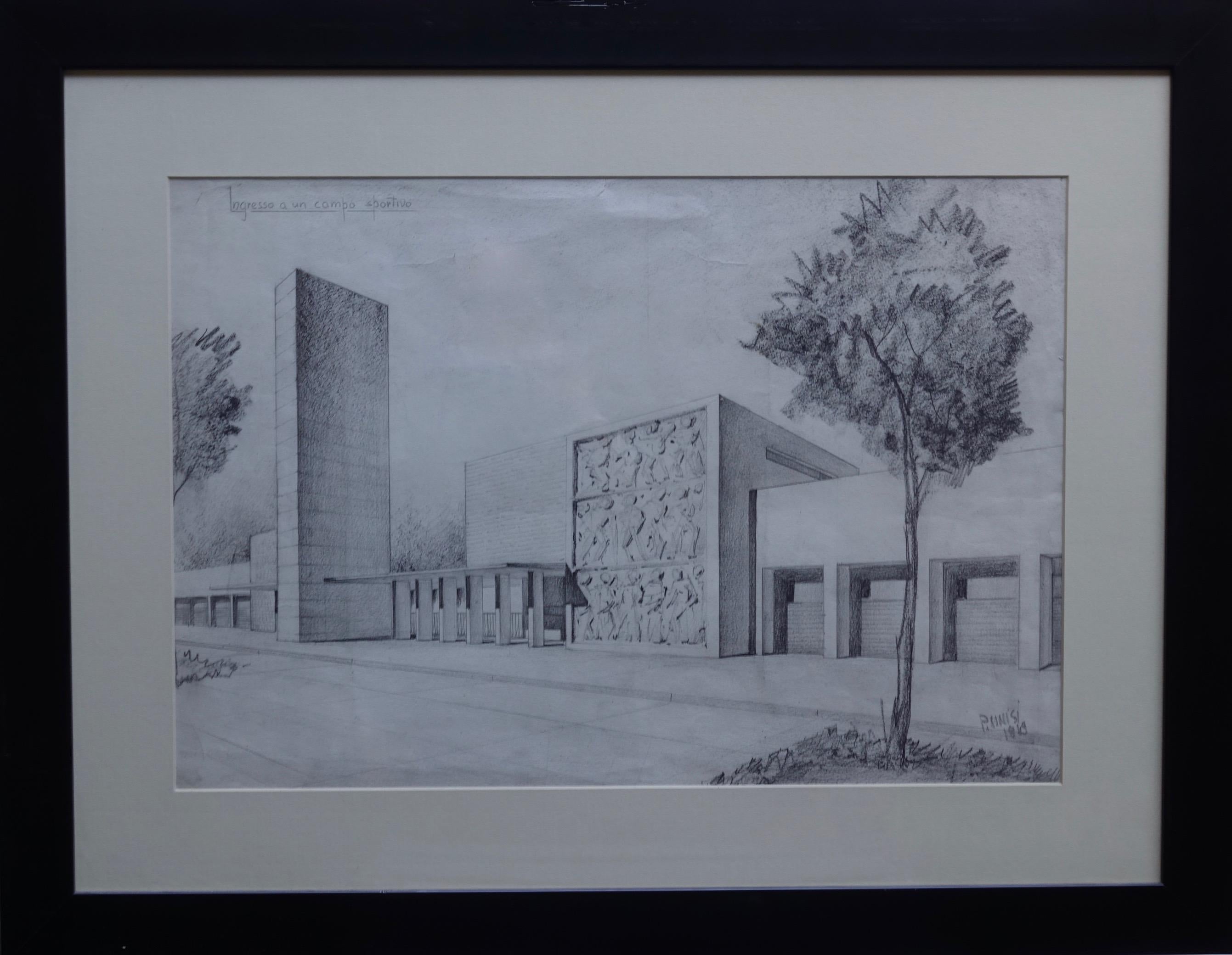 Mid-20th Century Six Signed and Dated Architectural Drawings, Italy, '40-'50 For Sale