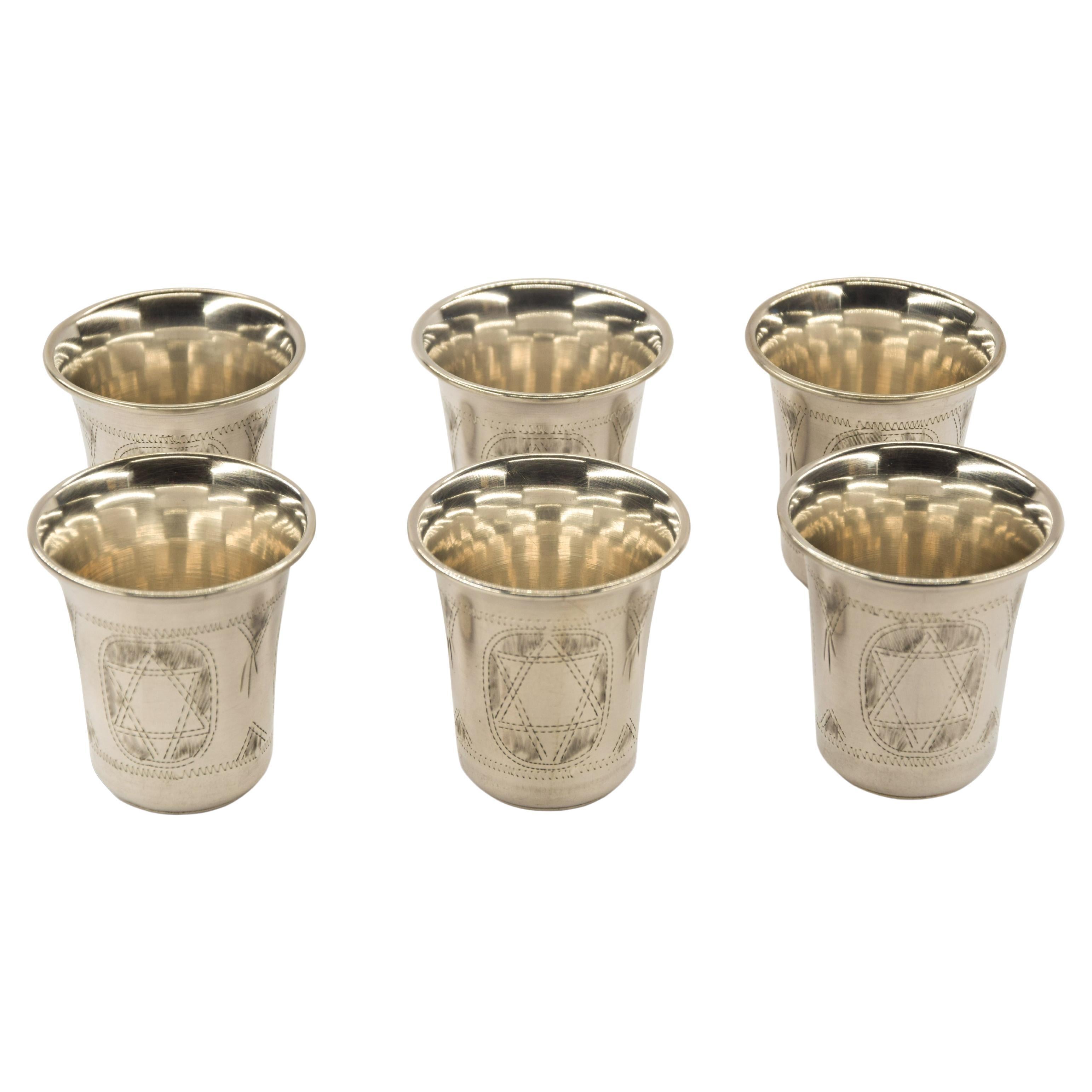Six Silver Glasses, Early 20th Century