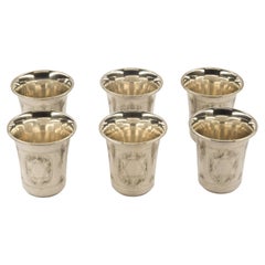 Antique Six Silver Glasses, Early 20th Century