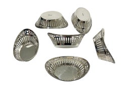 Six Silver Miniature Bonbon Baskets, Bonebakker, Amsterdam, circa 1928