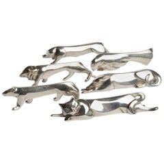Six Silver-Plated Knife-Rests in the Shape of Animals, Edouard Marcel Sandoz