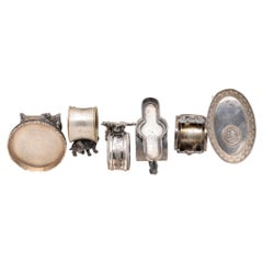 Six Silverplate Victorian Animal Napkin Rings
