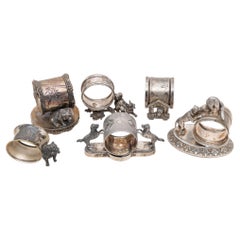 Six Silverplate Victorian Animal Napkin Rings