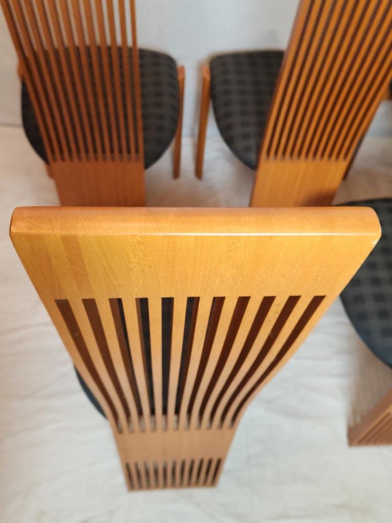 Six Slatted Dining Chairs w/ Original Fabric by Pietro Costantini Italy 1980s 6