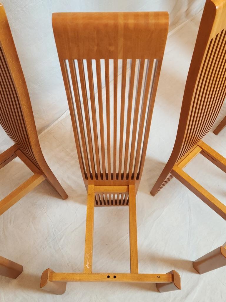 Six Slatted Dining Chairs w/ Original Fabric by Pietro Costantini Italy 1980s 11