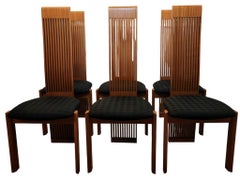 Six Slatted Dining Chairs w/ Original Fabric by Pietro Costantini Italy 1980s