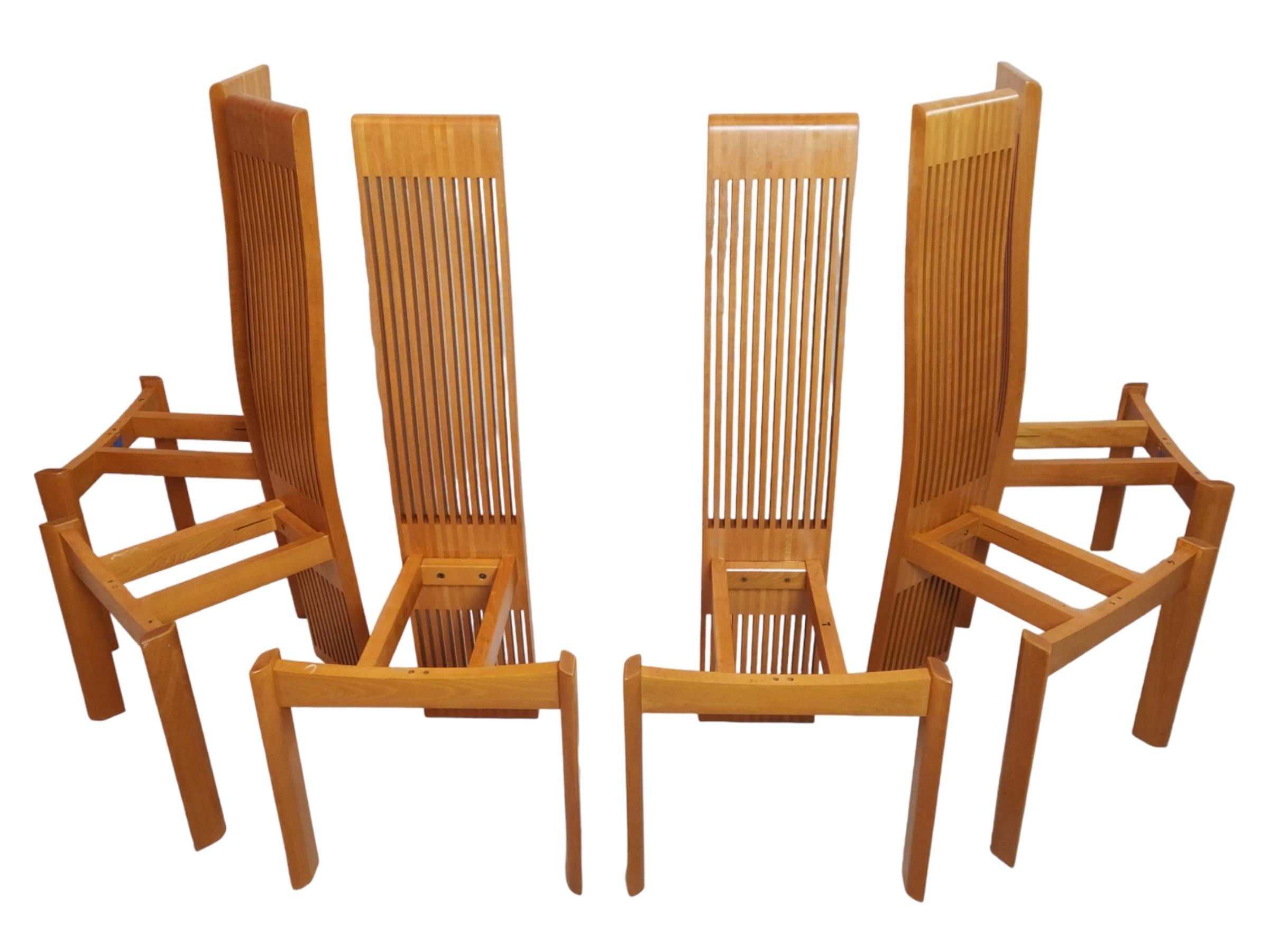 Six Slatted Dining Chairs w/ Original Fabric by Pietro Costantini Italy 1980s 1