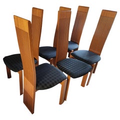 Six Slatted Dining Chairs w/ Original Fabric by Pietro Costantini Italy 1980s