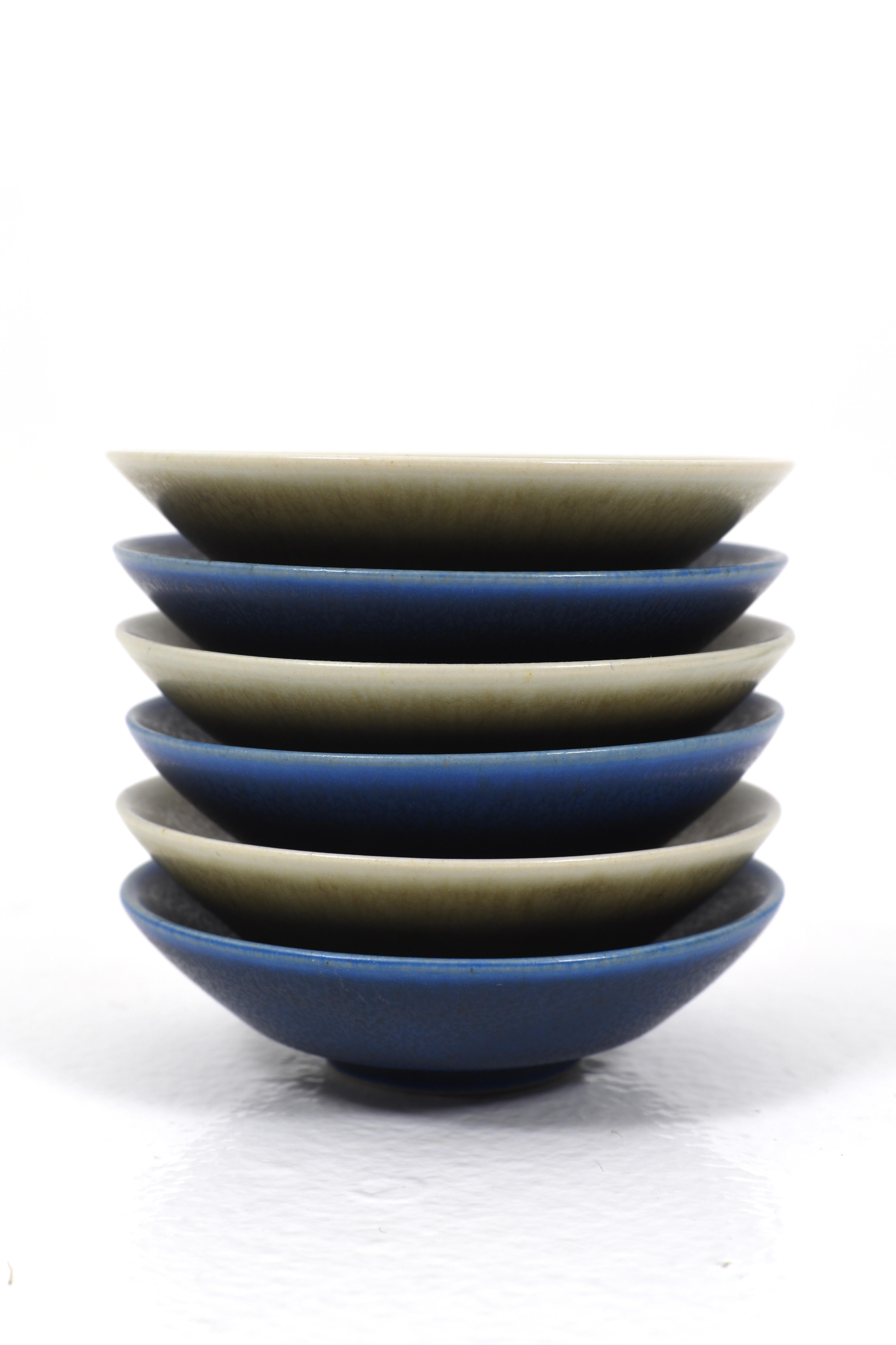 Danish Six small Ceramic bowls by Per Linnemann-Schmidt, Palshus, Denmark For Sale