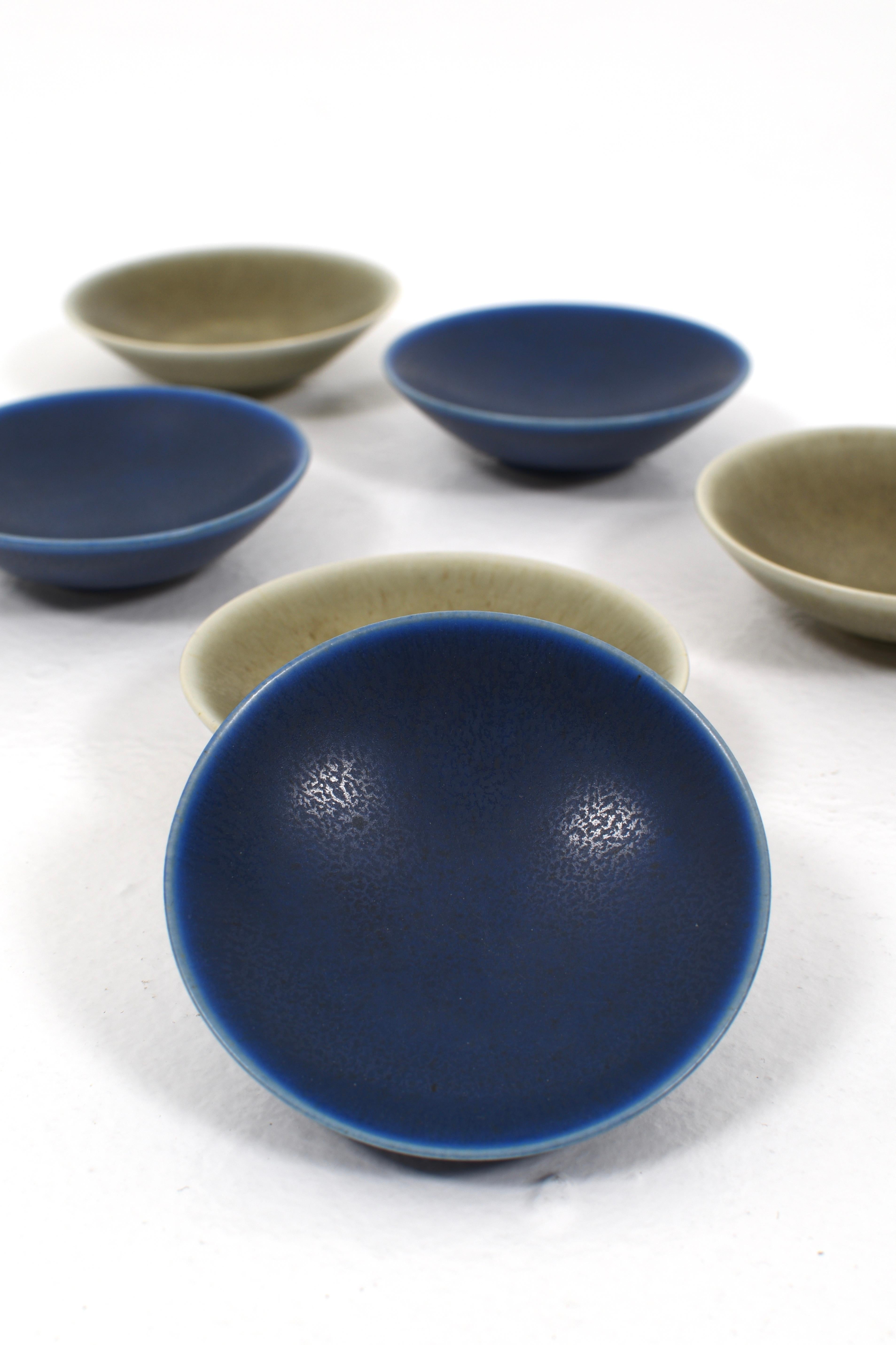 Mid-20th Century Six small Ceramic bowls by Per Linnemann-Schmidt, Palshus, Denmark For Sale