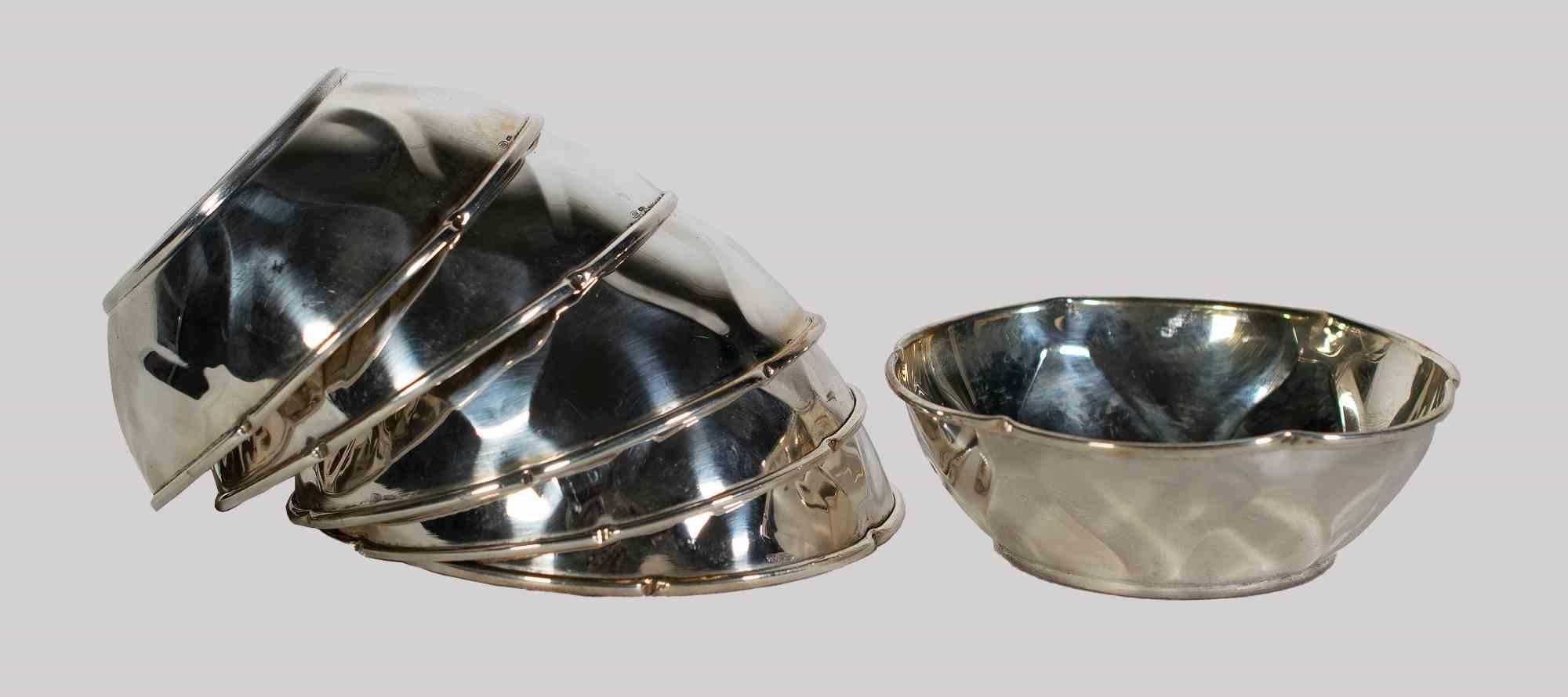 European Six Small Silver Bowls, Mid-20th Century For Sale
