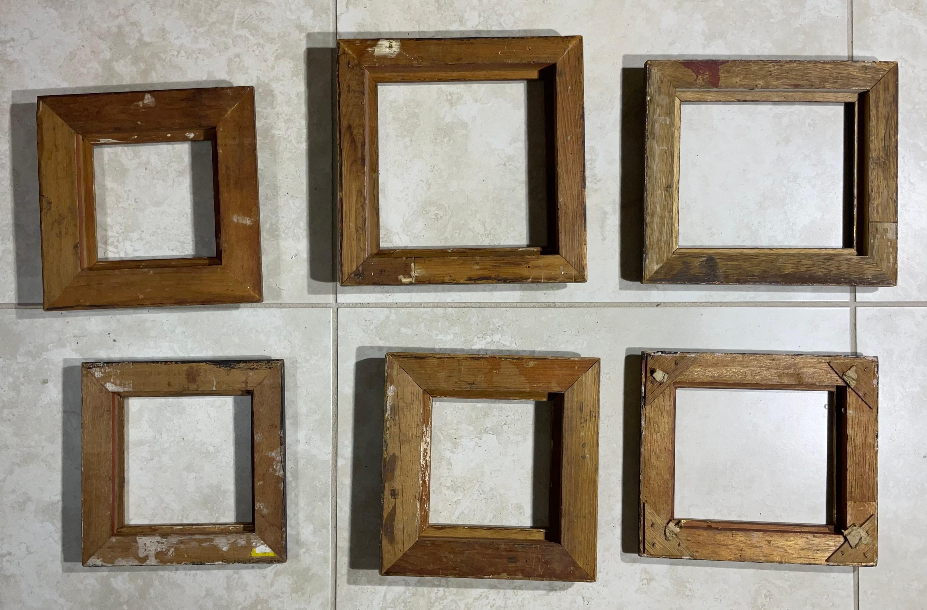 Six Small Vintage Painting Wood Frame  1