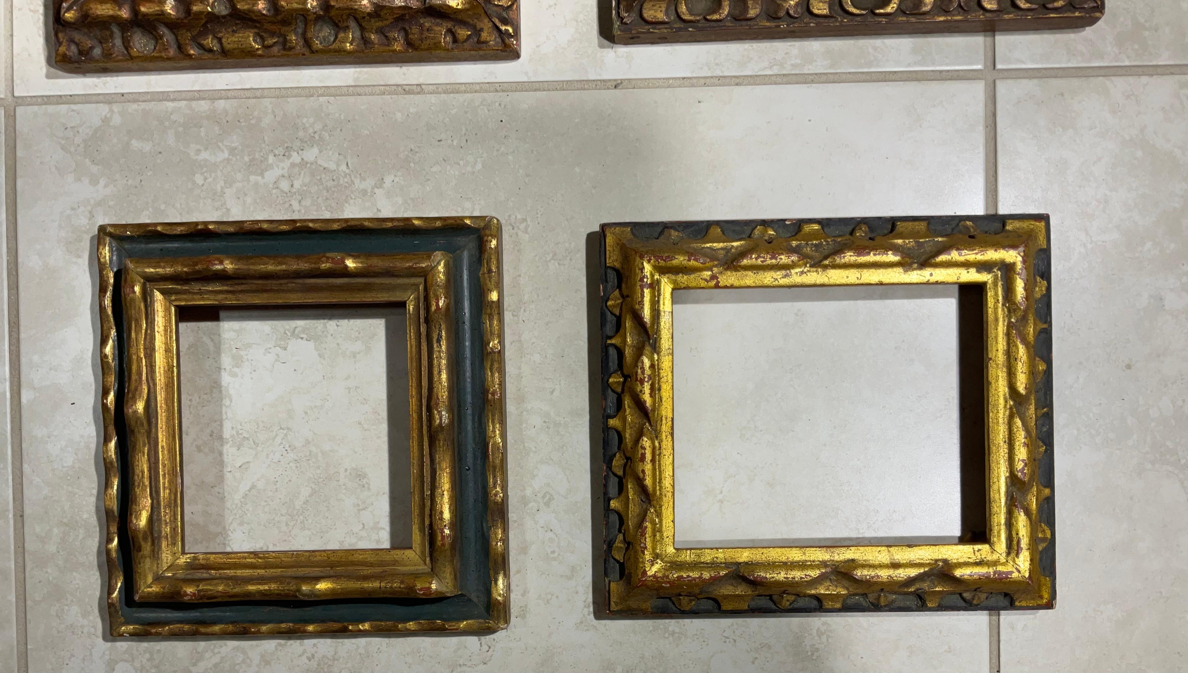 Set of six vintage frames made of solid wood ,some gold leaf with gesso.
Will sell only the full six frames.
Sizes: 8”x 8”x 1.25 9”.5 x 8”.5 x 1 9”25 x 9”.25 x 1.25
7”75 x 9”x 1
7”75 x 7”75 x1
8”.25 x 8” x 1