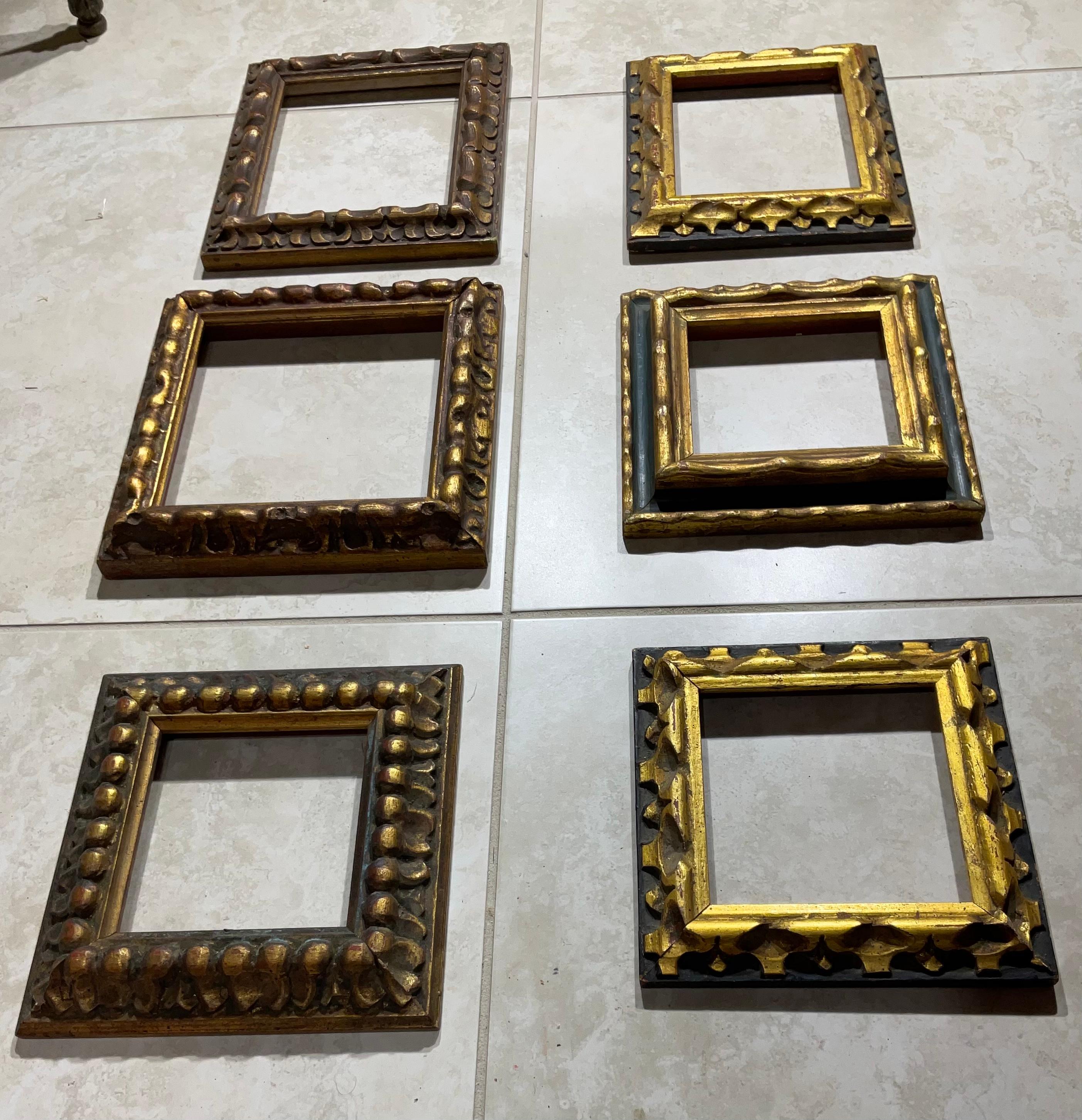 North American Six Small Vintage Painting Wood Frame 