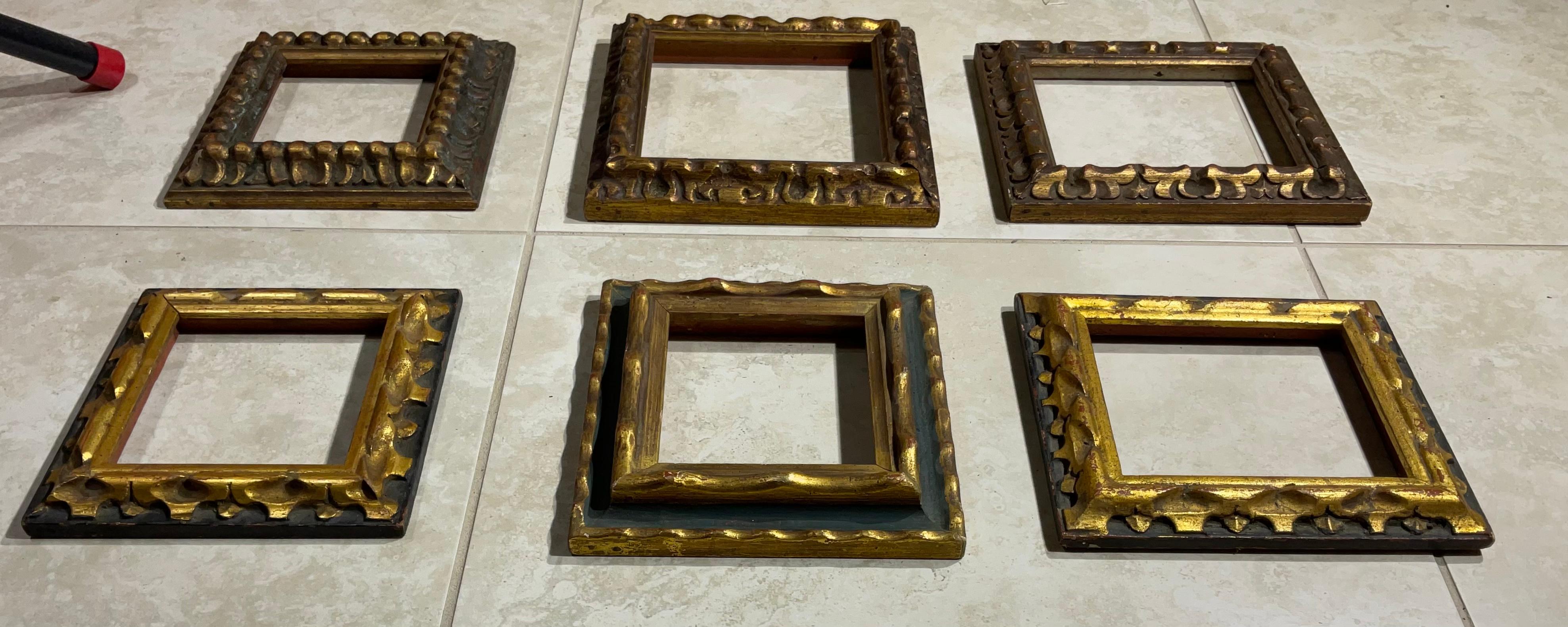 Hand-Crafted Six Small Vintage Painting Wood Frame 
