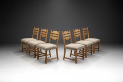 Six Solid Oak Dining Chairs in the Manner of Henning Kjærnulf, Denmark 1960s