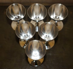 SIX SOLID STERLINGSILBER TIFFANY & CO MADE ASPREY LONDON RETAILED WINE GOBLETs