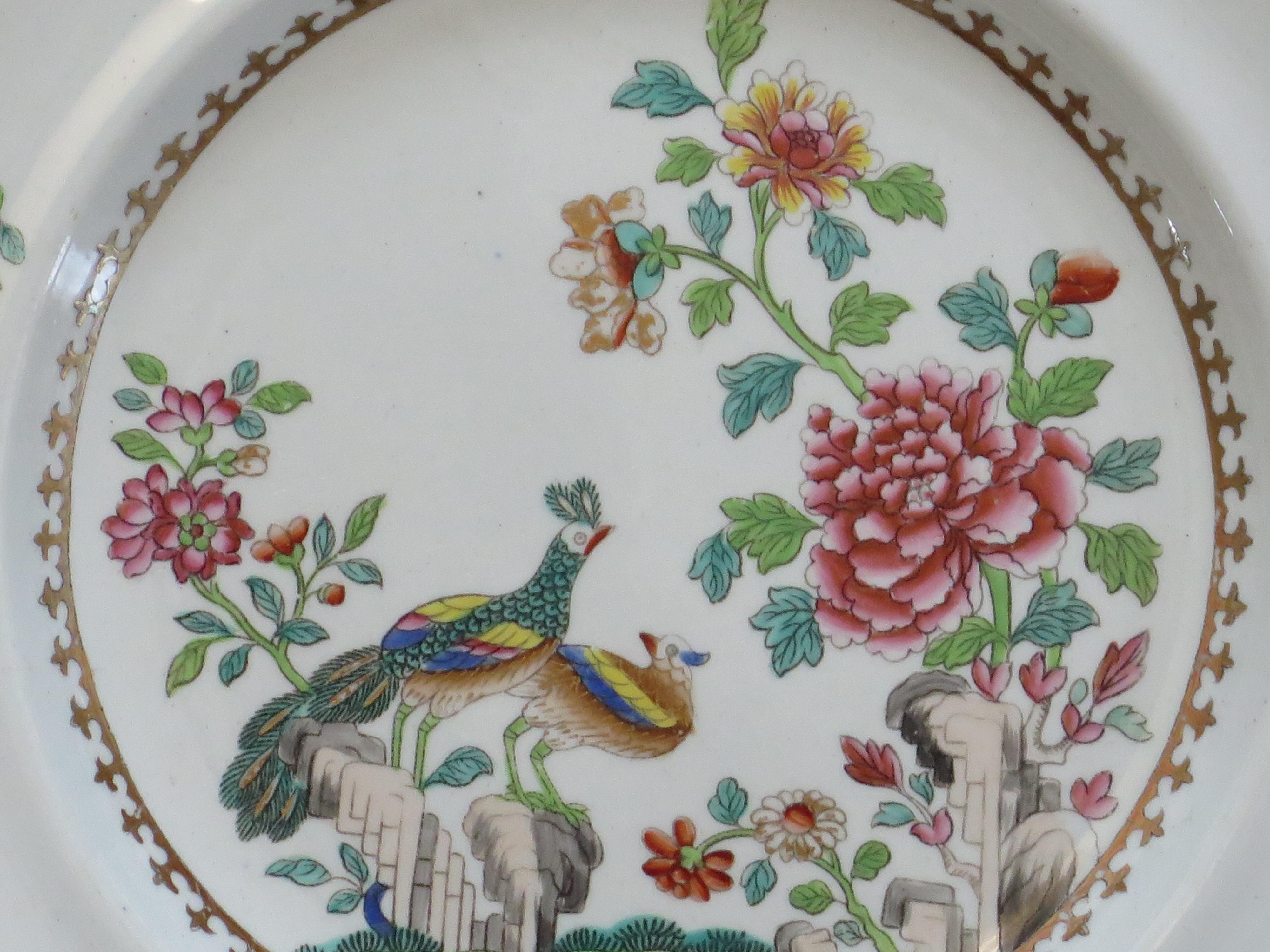 SEI PIATTI DA SPODO o DA DESERTO Stone China Peacock Ptn 2083, Georgiano, 1810 ca. in vendita 5