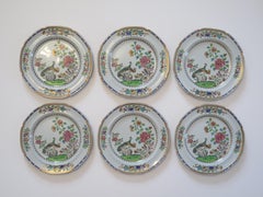 SIX Spode Side or Desert Plates Stone China Peacock Ptn 2083, Georgian Ca 1810
