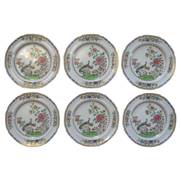 SIX Spode Side or Desert Plates Stone China Peacock Ptn 2083, Georgian ...