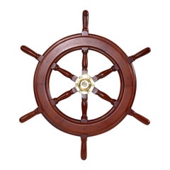 Vintage Six Spoke Mahogany Yacht Wheel